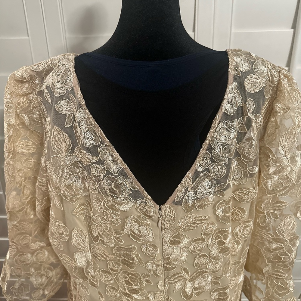 New Adrianna Papell Cream Floral Lace maxi Dress - Picture 9 of 10